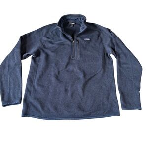 Patagonia Better Sweater Mens Large Navy Blue Heather 1/4 Zip Fleece Pullover
